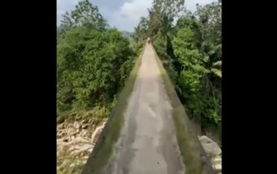 Clip: Thót tim di chuyển trên cây cầu nhỏ không có lan can, bên dưới là vực sâu thăm thẳm