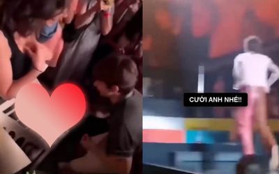 Nam ca sĩ 'đứng hình' khi đang hát thì cặp đôi khán giả mượn micro để cầu hôn nhau