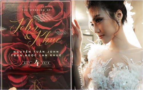 Cuối cùng chiếc thiệp cưới ngày 'trọng đại' của Lan Khuê và John Tuấn Nguyễn cũng được tiết lộ