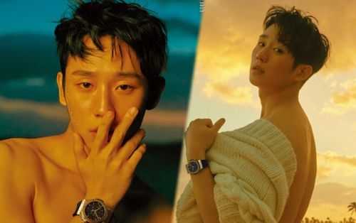 Choáng khi Jung Hae In khoe vai trần quyến rũ tạo dáng unisex dưới chiều hoàng hôn tại Hawaii