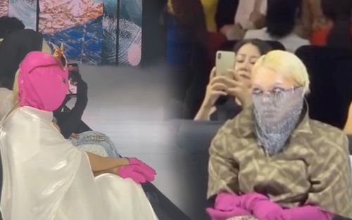 Hết liếc xéo Khánh Vân, Phạm Thoại trùm kín người từ đầu đến chân dự show thời trang
