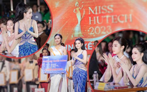Á hậu - Doanh nhân Huyền Cò gây chú ý với trang sức kim cương 'khủng' khi ngồi ghế nóng Miss Hutech 2023