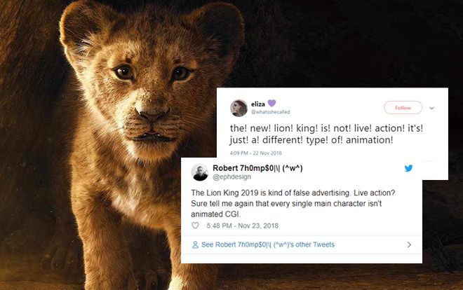 Khán giả tranh luận khi cho rằng 'The Lion King' 2019 không phải phim 'live-action', mà là một loại hoạt hình CGI Khán giả tranh luận khi cho rằng 'The Lion King' 2019 không phải phim 'live-action', mà là một loại hoạt hình CGI